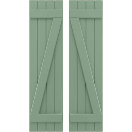 Americraft 4-Board (2 Batten) Wood Joined Board-n-Batten Shutters W/ Z-Bar, ARW102BB414X48TGH